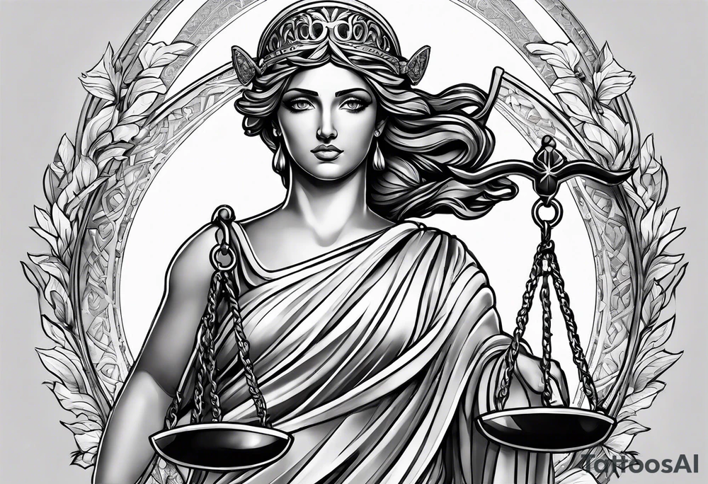 Themis (Greek Goddess of Justice), with blood in her eyes tattoo idea