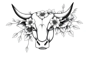 Bull with flowers tattoo idea
