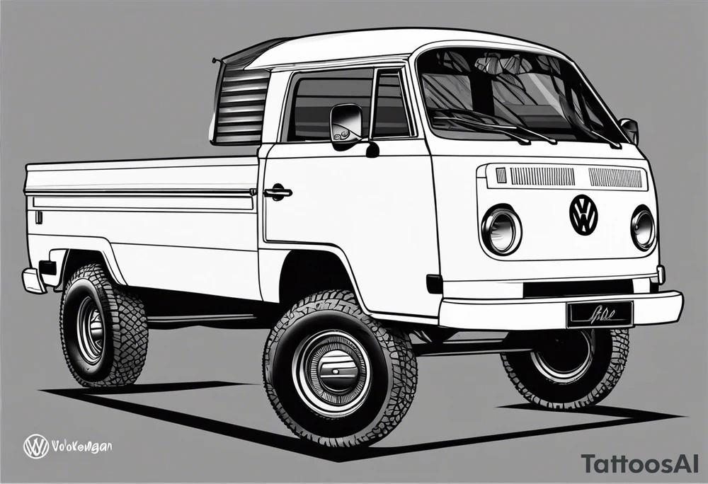 Volkswagen pickup gambar garuda, ada font "APT garage Malang" tattoo idea