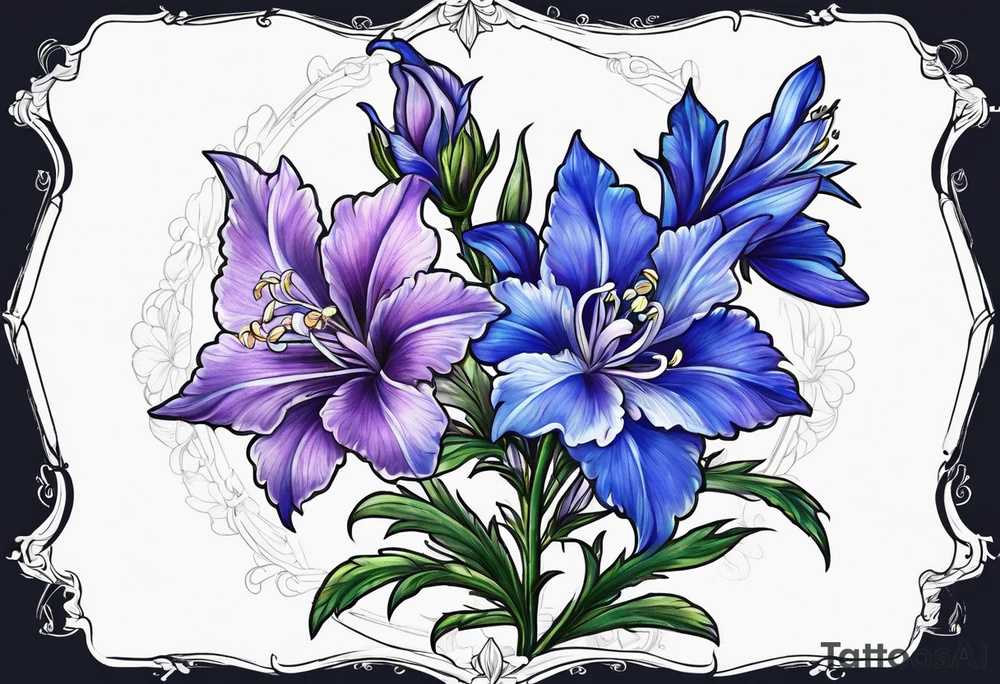 larkspur flower tattoo idea