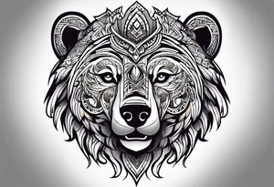 Tribal half sleeve with a bear tattoo idea