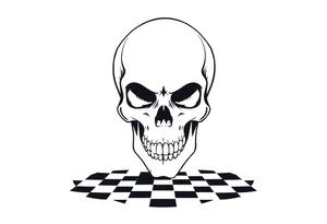 skull with checkered floor tattoo idea