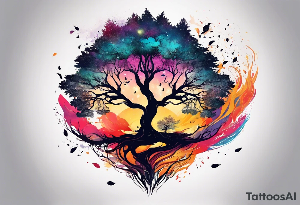 leave's tree flying away tattoo idea