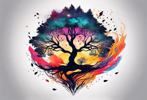 leave's tree flying away tattoo idea
