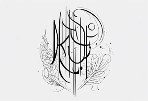 Thin vertical caligraphy of milad kimia tattoo idea
