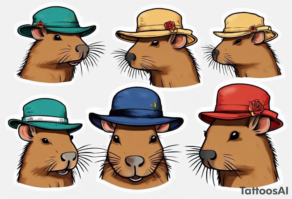 Capybara wearing a bucket hat tattoo idea
