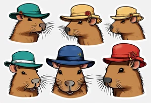 Capybara wearing a bucket hat tattoo idea