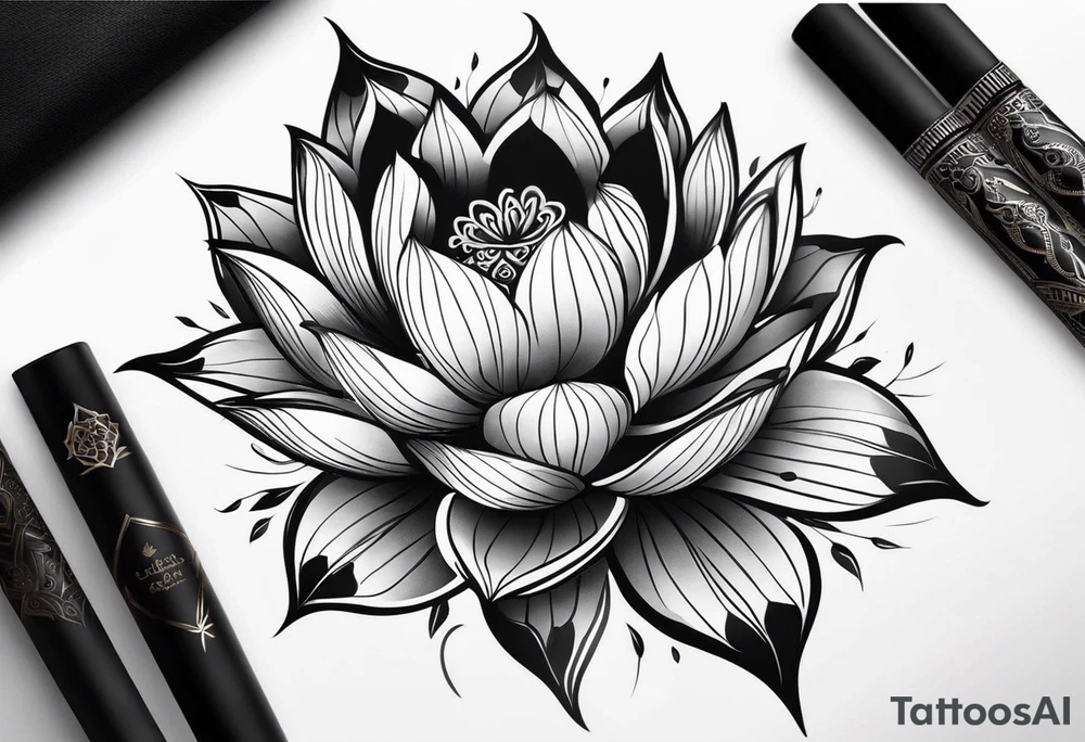 İçerisinde kaplan gül lotus çiçeği ay ve kral tacının bulunduğu dirsekten aşağı bir dövme tasarımı tattoo idea