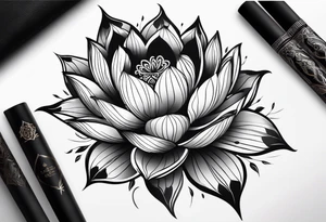İçerisinde kaplan gül lotus çiçeği ay ve kral tacının bulunduğu dirsekten aşağı bir dövme tasarımı tattoo idea