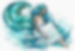 A beautiful undine with turquois scales wearing a white robe, laying on the shore tattoo idea