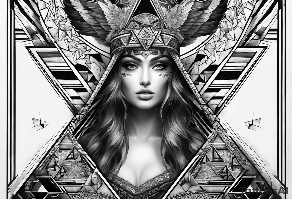 Illusione ottica con triangoli tattoo idea