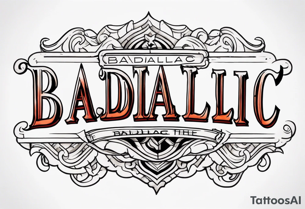 The word "BADILLAC" tattoo idea