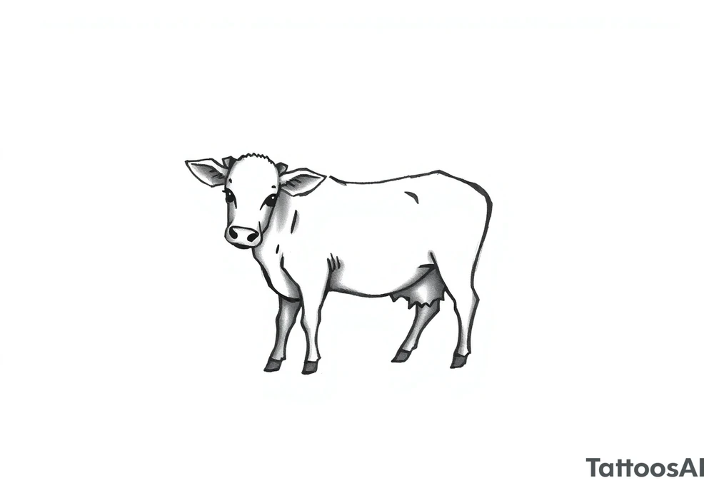 small black and white cow tattoo idea