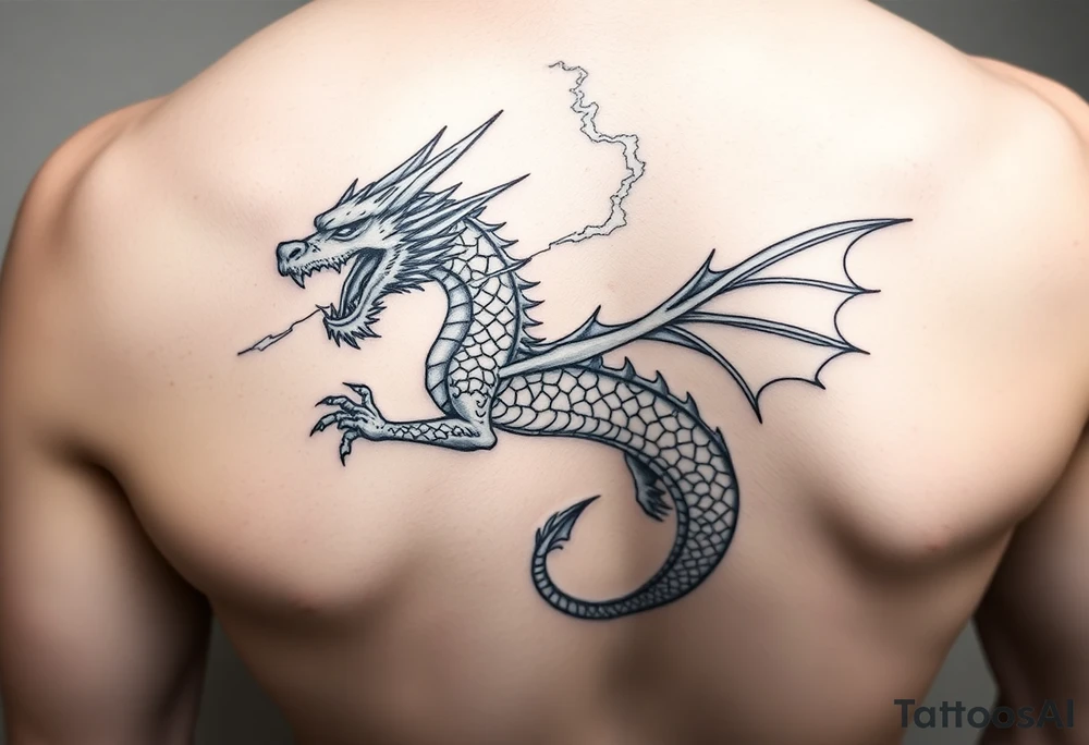 dragon with thunders tattoo idea
