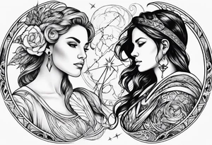 Virgo and Sagittarius zodiac signs blended together tattoo idea