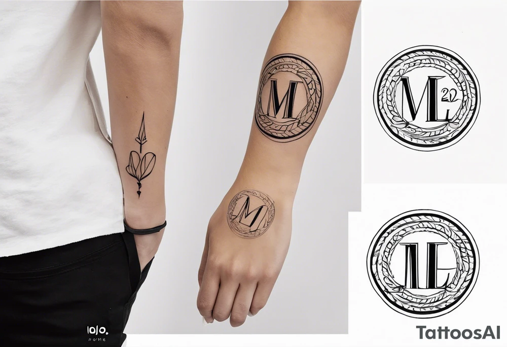 Create a small tattoo on the forearm with the initials MLJ, date of birth 22/09/22 in the style of a moluccan tattoo tattoo idea
