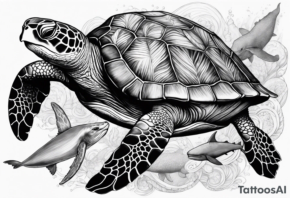 turtle and whale Hawaii tattoo idea