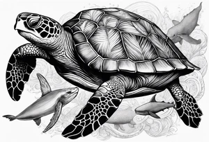 turtle and whale Hawaii tattoo idea