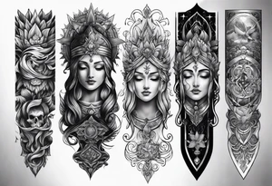 religious arm sleeve tattoo idea