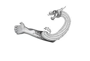 storm clouds and lightning mixed throughout, eastern dragon wrapping around the arm, tattoo idea