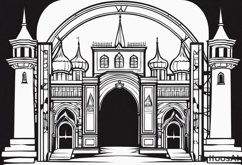 town gate vector tattoo idea