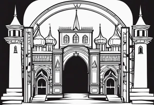 town gate vector tattoo idea