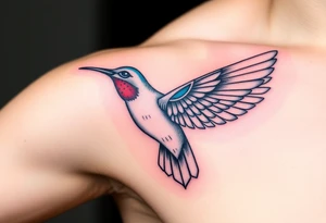 hummingbird with wings made of hieroglyphic symbols(only red , blue and black are possible colors) tattoo idea