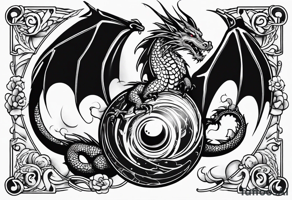 dragon holding orb tattoo idea