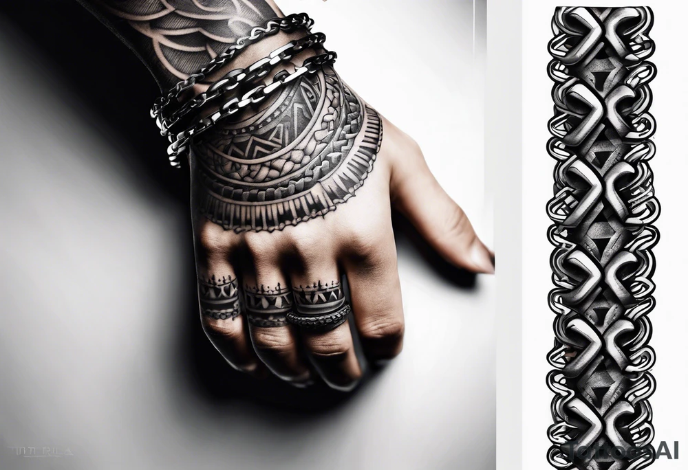 thick bike chain wrist tattoo idea