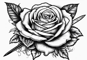Long Dagger stabbing roses tattoo idea