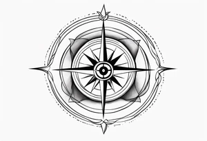 Feminine compass with waves and anchor along spine tattoo idea