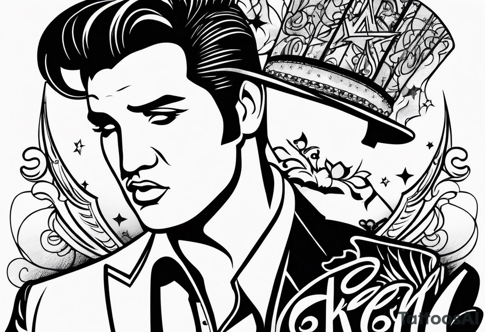Elvis las Vegas wedding minimalistic tattoo idea