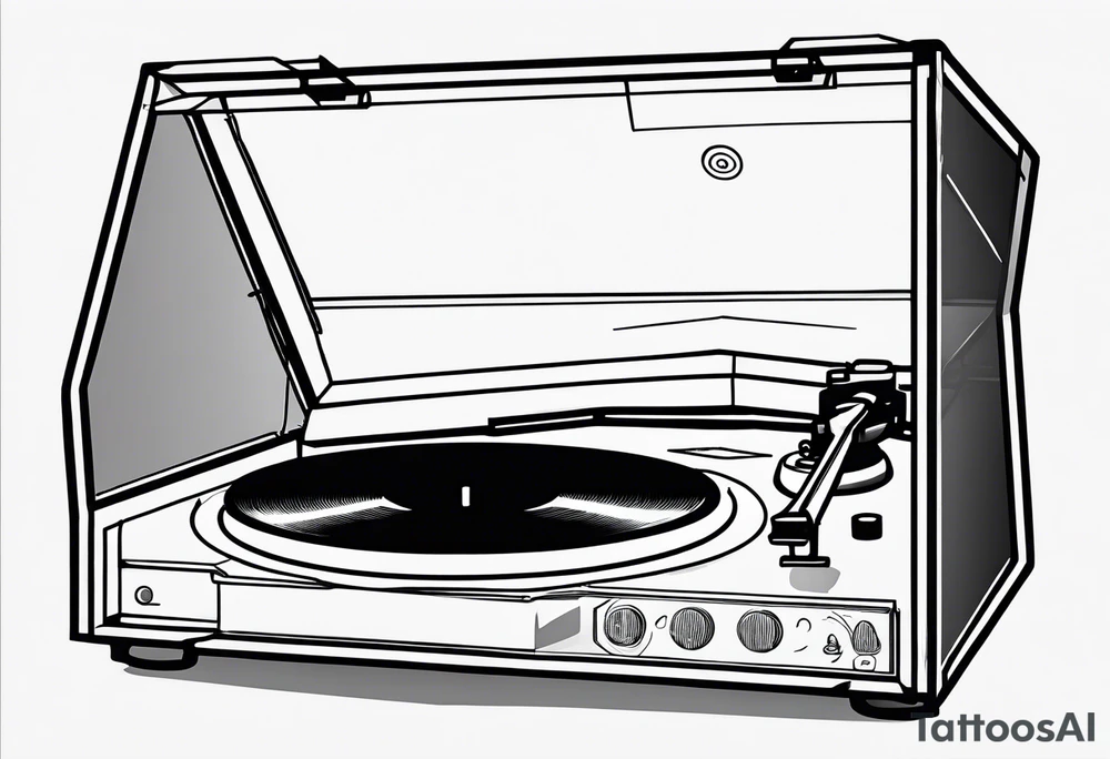 A recordplayer fineline minimalistic outline only tattoo idea A recordplayer fineline minimalistic outline only tattoo idea
