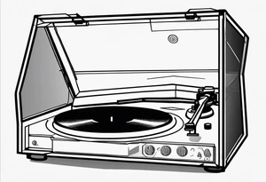 A recordplayer fineline minimalistic outline only tattoo idea