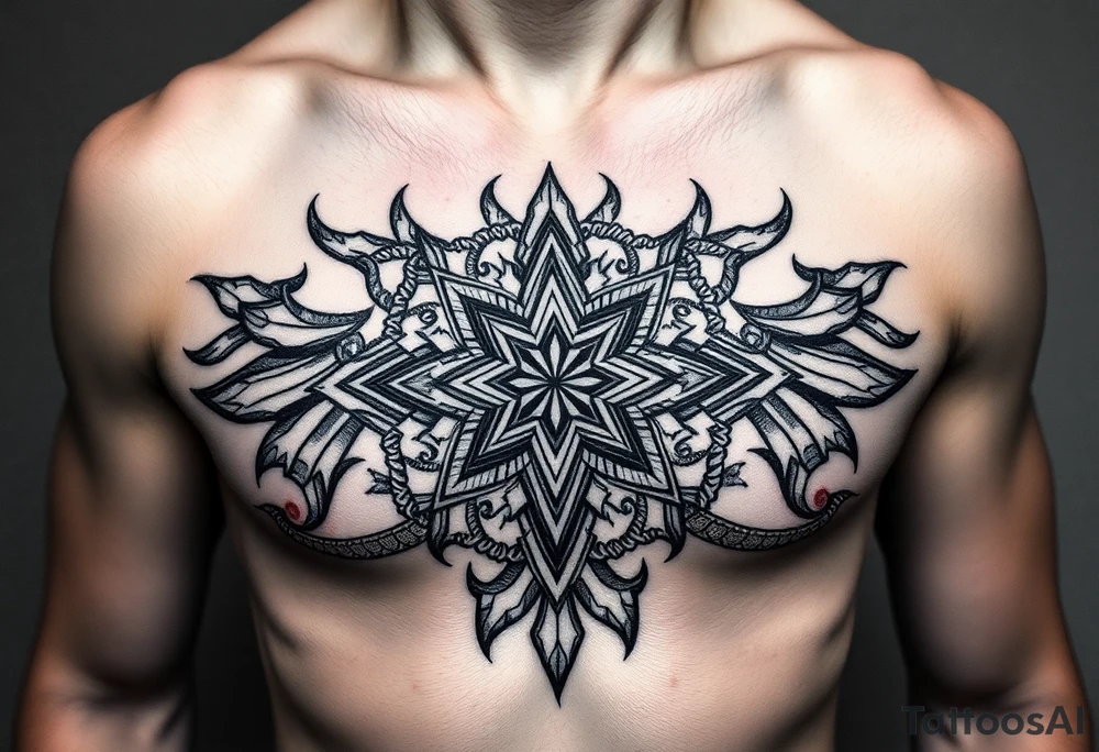 And magnificent intricate family crust from ireland for the smith family into a full chest piece tattoo on a man tattoo idea