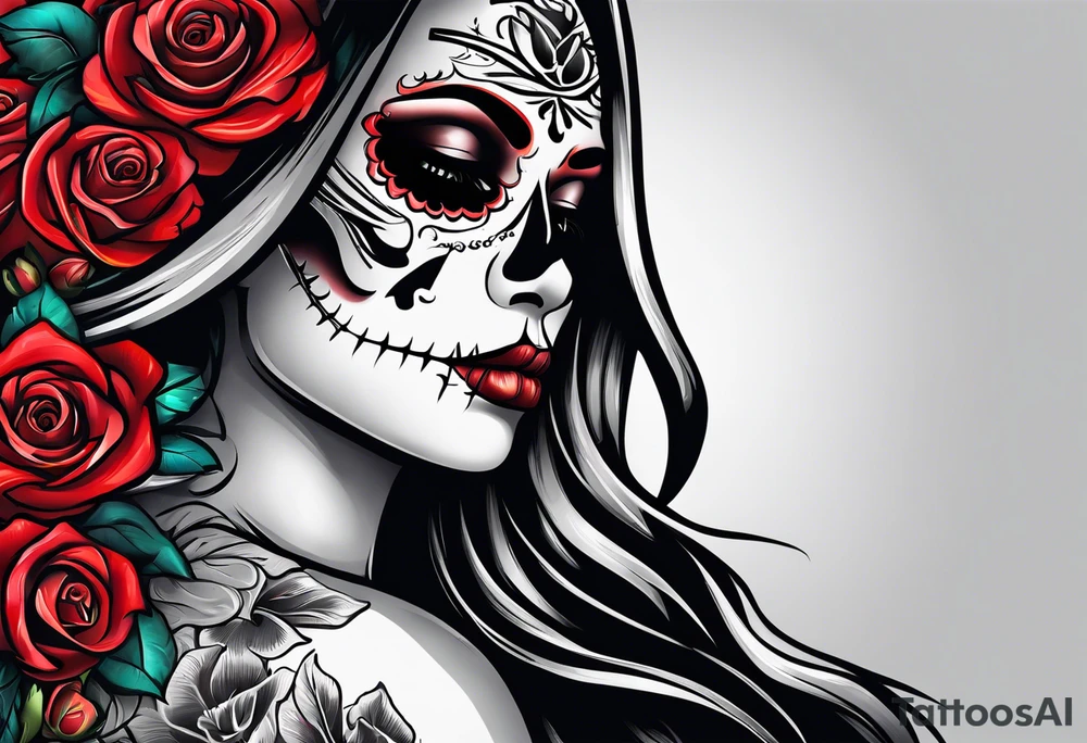 Watch and roses, santa muerte tattoo idea