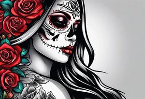 Watch and roses, santa muerte tattoo idea