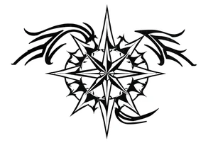 Simple Double layered compass rose tattoo idea