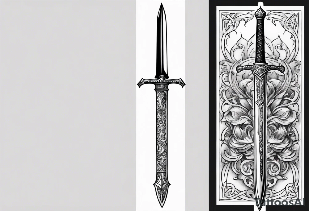 A single vertical sword with empty background tattoo idea A single vertical sword with empty background tattoo idea