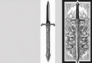 A single vertical sword with empty background tattoo idea