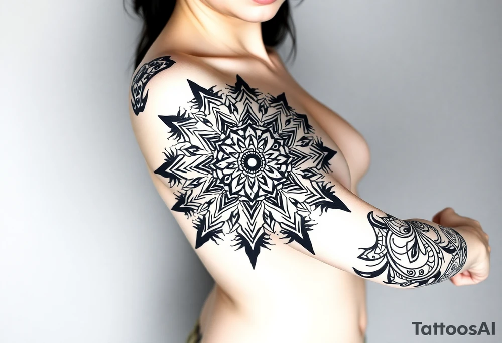 shaman style mytical mandala tattoo idea
