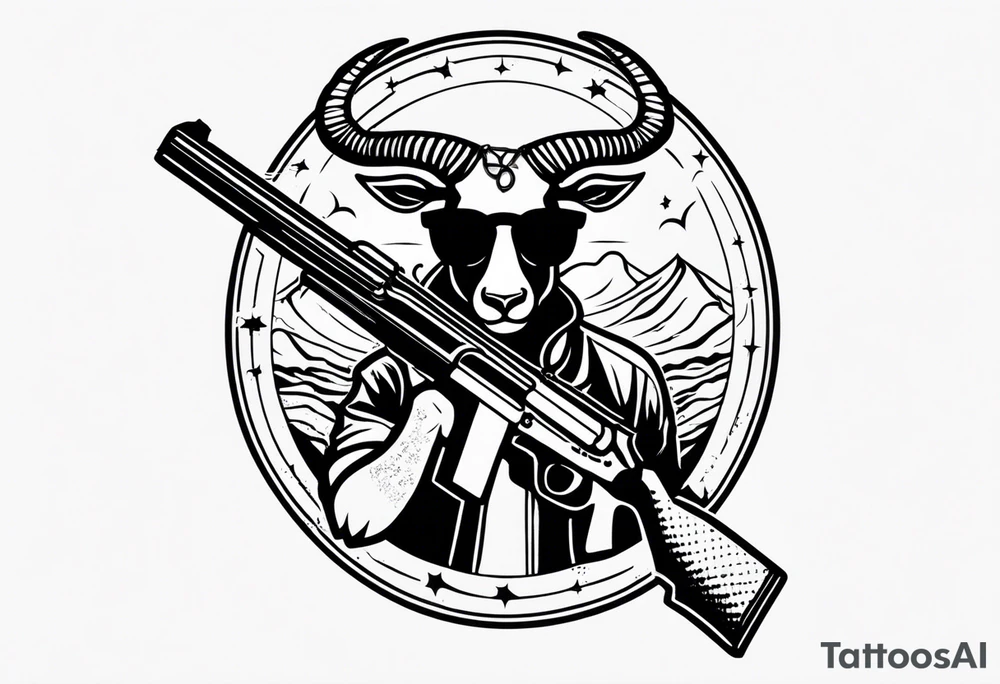 capricorn with sunglasses and a shotgun tattoo idea