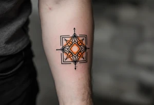 A fiery orange Svarog’s Square evokes divine protection and the creative fire of the sky god. tattoo idea