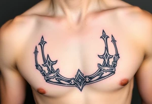 Chest tattoo, two laurier crown betwen laurier tattoo idea