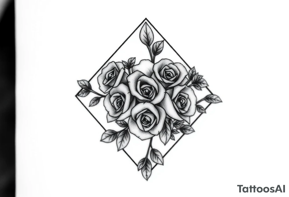 Small Roses filling up the inside of an lateral diamond shape tattoo idea