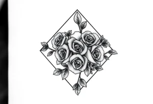 Small Roses filling up the inside of an lateral diamond shape tattoo idea