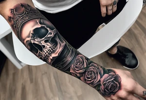 A religious forearm tattoo portraying life and death without skulls tattoo idea