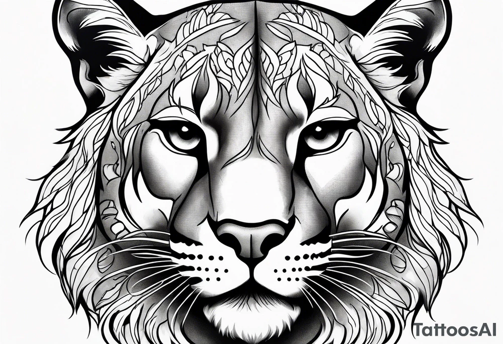 mountain lion face tattoo idea