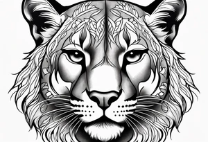 mountain lion face tattoo idea