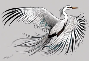 phoenix 
chinese 
egret
long tail 
elegant 
wings down
long neck
long feathers
in flight tattoo idea